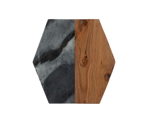 rayware Elements Blk Marble/Acacia Hexagon Board