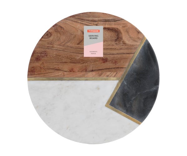 rayware Elements Marble/Acacia Round Serve Board
