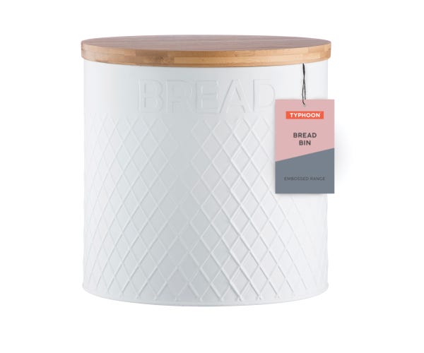 rayware Embossed White Bread Bin