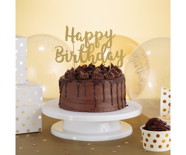 Rayware Happy Birthday Gold Cake Topper