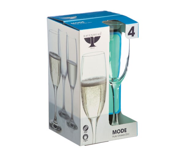 Rayware Mode Set Of 4 Flute Glasses 22cl