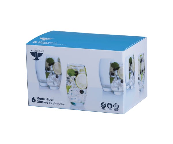 Rayware Mode Set Of 6 Hiball Glasses 48cl