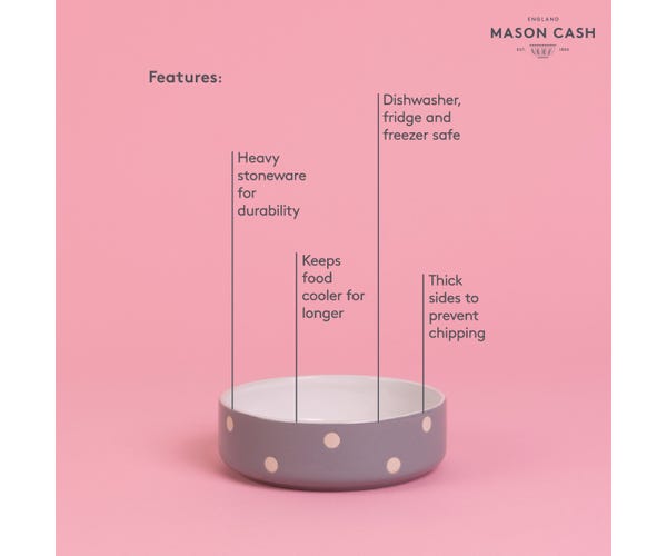 Rayware Polka Dot Grey 13cm Pet Bowl