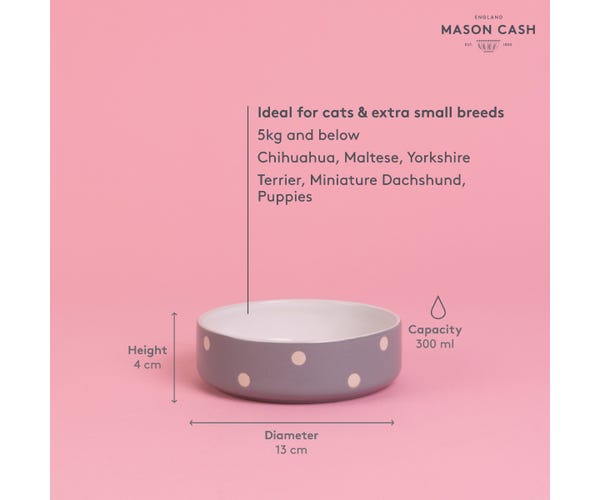 Rayware Polka Dot Grey 13cm Pet Bowl