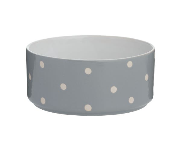 rayware Polka Dot Grey 18cm Dog Bowl