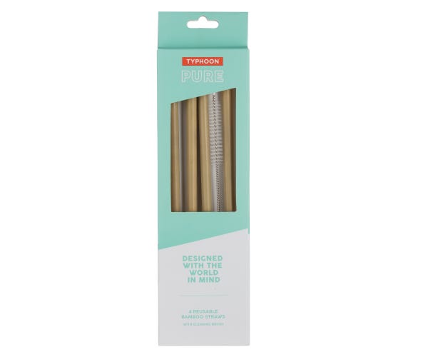 Rayware Set 4 Bamboo Straight Straws
