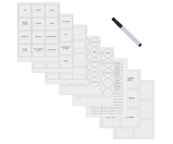 rayware Set Of 8 Pantry Labels With Pen