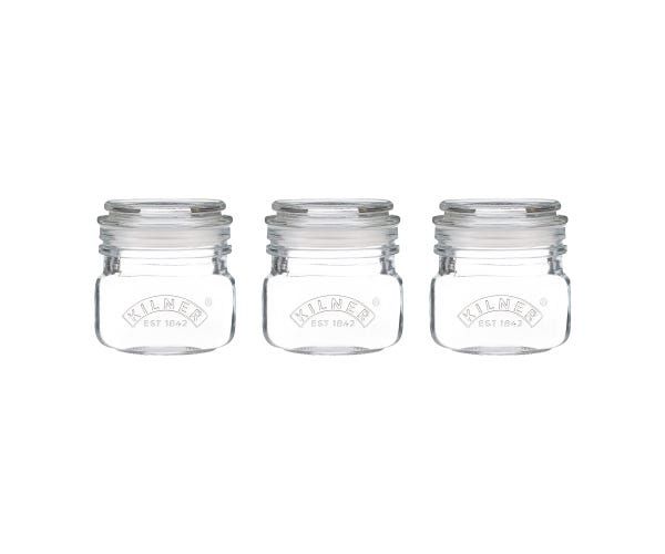 rayware Square Push Top Jars Set Of 3 250ml