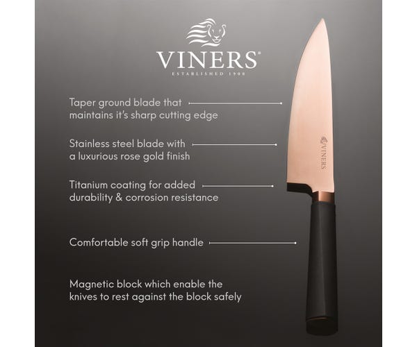 rayware Titan Copper 6 Pce Knife Block Giftbox