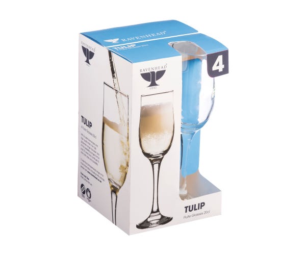 rayware Tulip Set Of 4 Flute Glasses 20cl