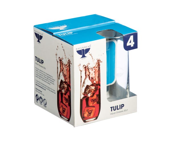rayware Tulip Set Of 4 Hiball Glasses 30cl