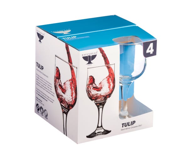 rayware Tulip Set Of 4 Red Wine Glasses 24cl