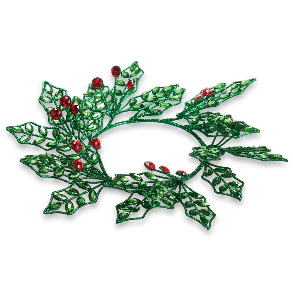 RAZ Imports 10.5" Green Jewel Leaf Mini Wreath-Candle Ring