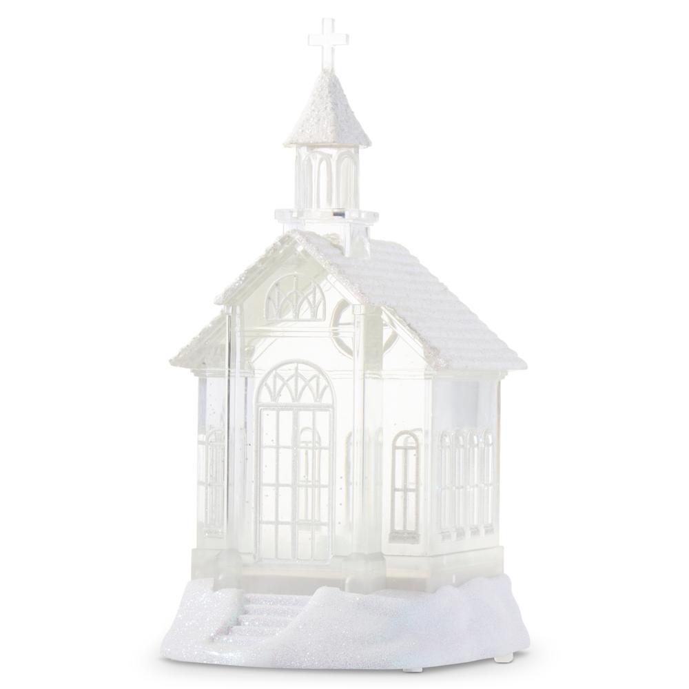 RAZ Imports 10.5" Lighted Swirling Glitter Water Church