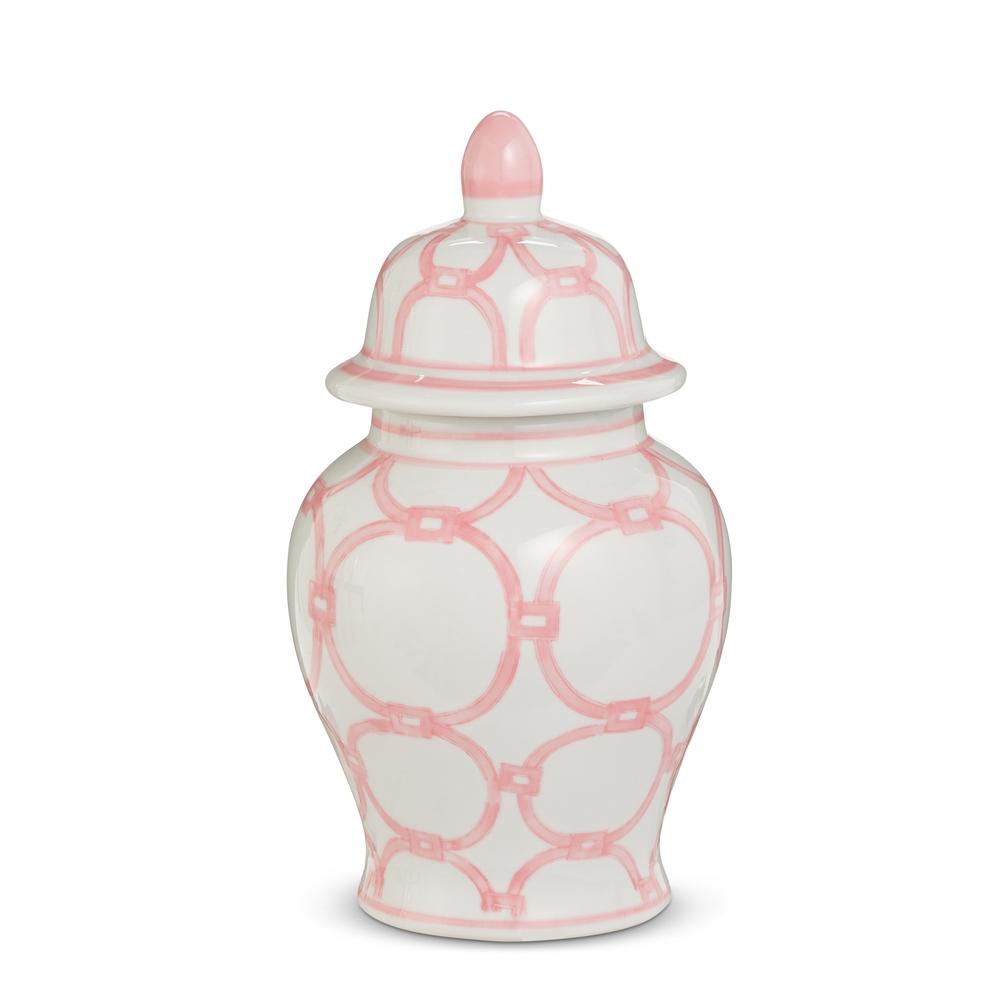 RAZ Imports 10.75" Pink and White Pattern Ginger Jar