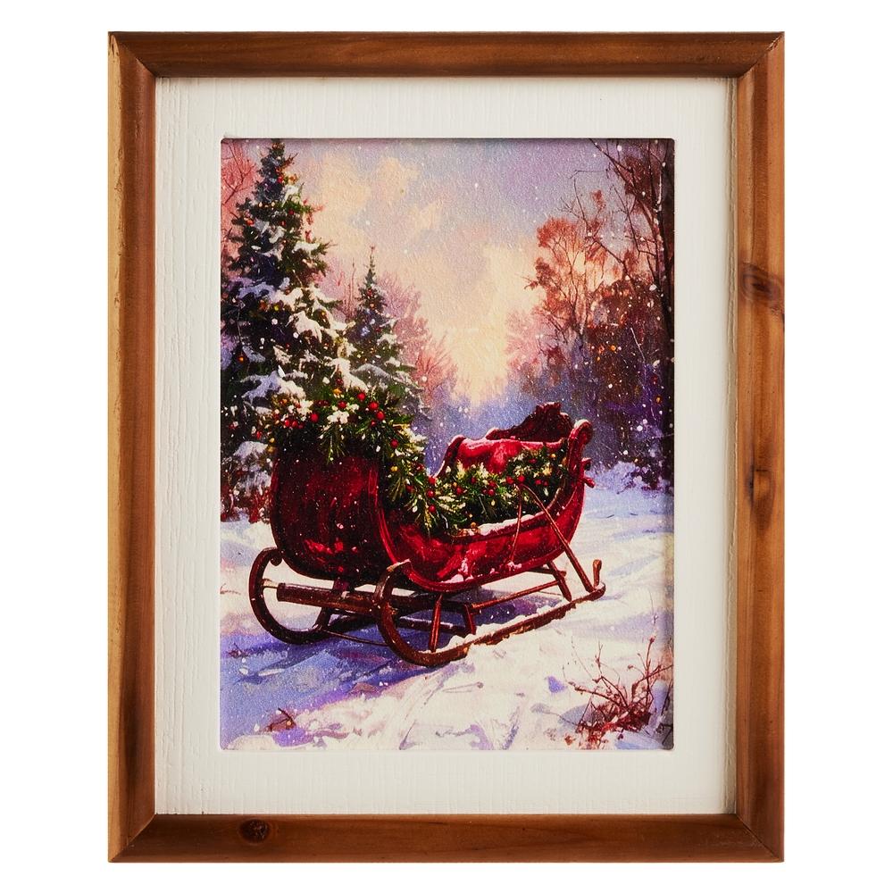 RAZ Imports 10" Christmas Sleigh Mini Framed Wall Art