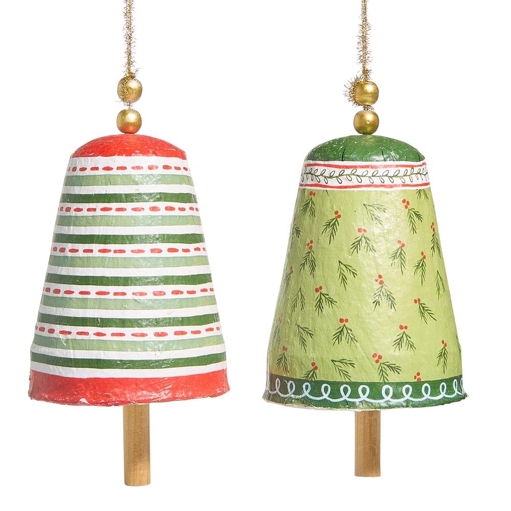 RAZ Imports 10" Pattern Christmas Paper Mache Bell Ornament