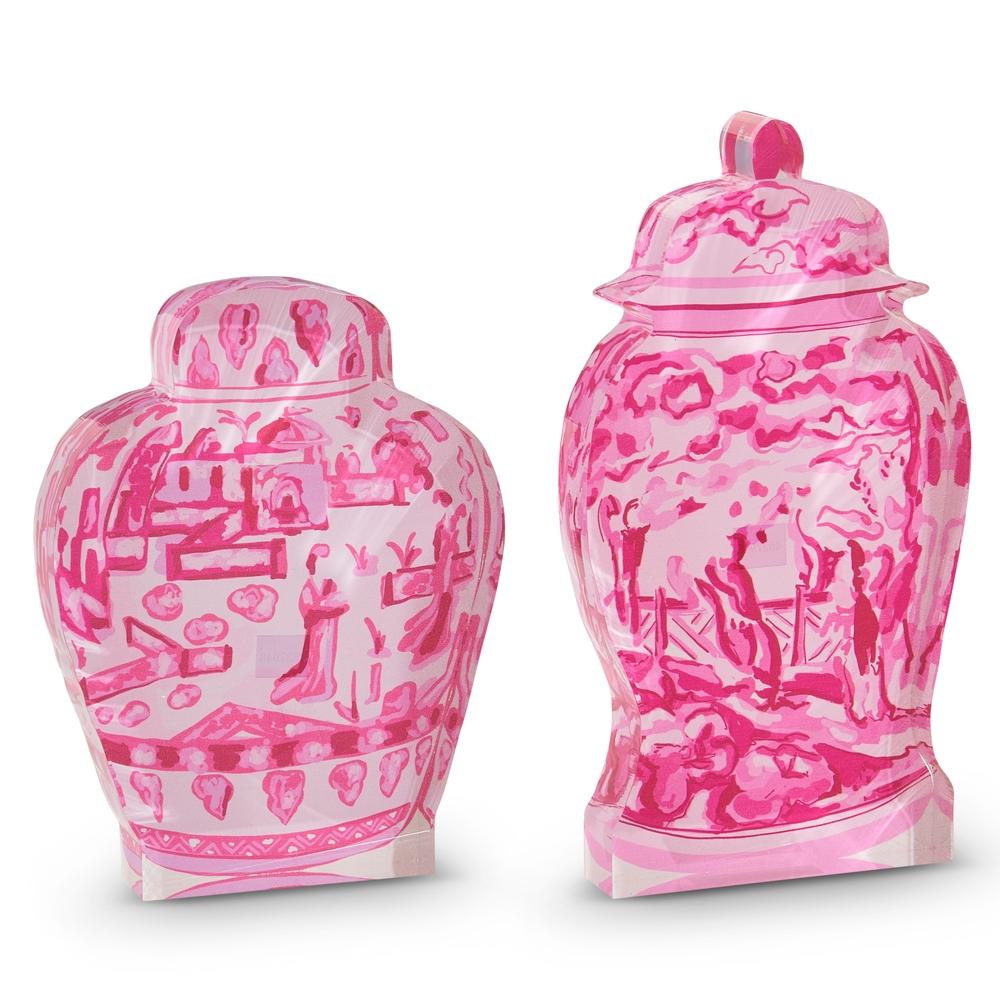 RAZ Imports 10" Pink Chinoiserie Container Acrylic Cut Outs