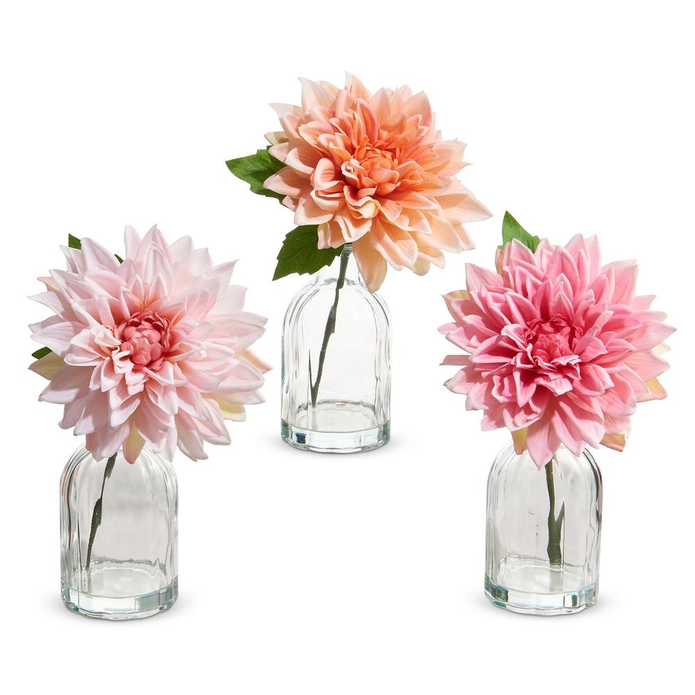 RAZ Imports 10" Real Touch Dahlia Stem in Glass Vase