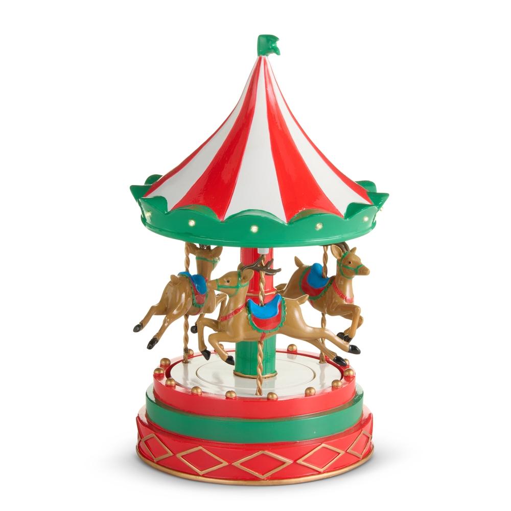 RAZ Imports 10" Rotating Deer Carousel and Music Box