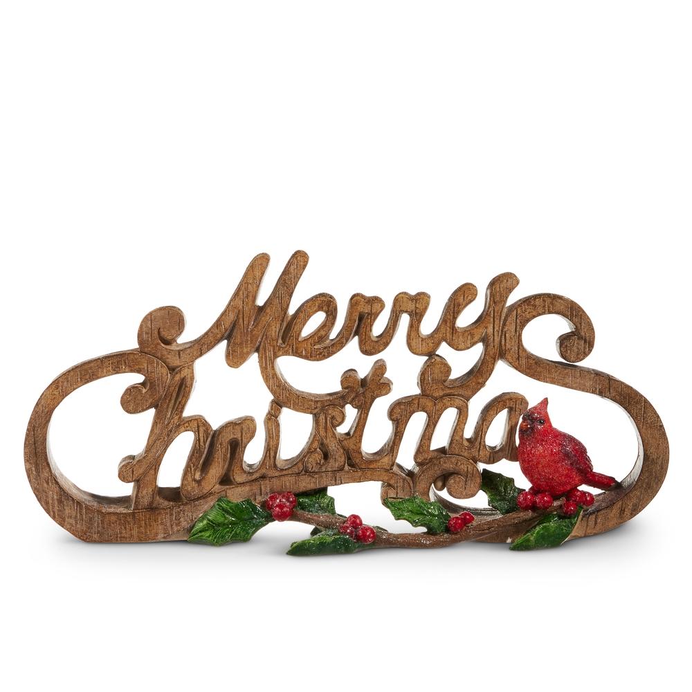 RAZ Imports 11.5" Merry Christmas with Cardinal Sign