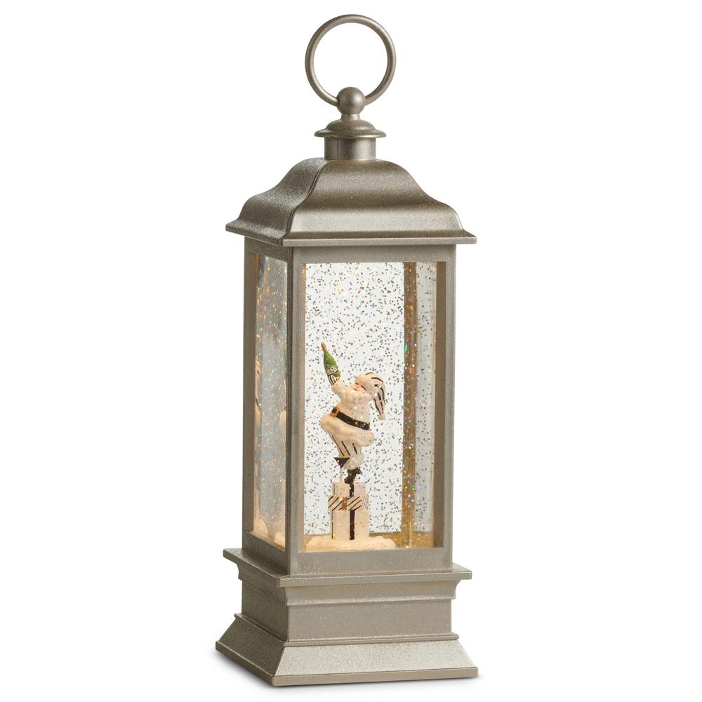 RAZ Imports 11" Champagne Popping Santa Lighted Water Lantern