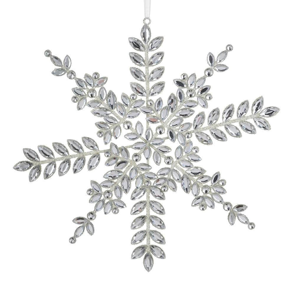 RAZ Imports 11" Clear and White Glitter Snowflake Ornament