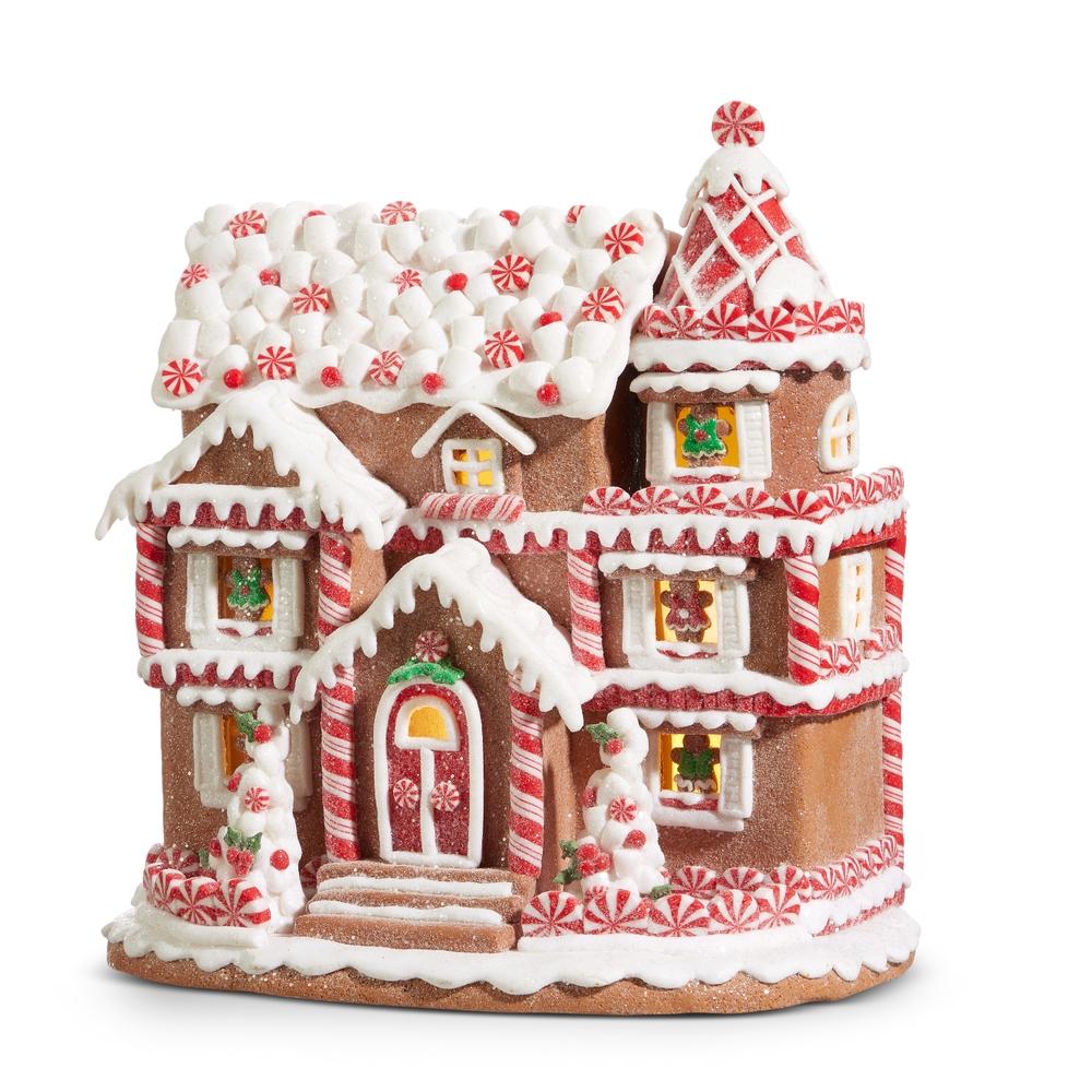 RAZ Imports 11" Lighted Peppermint Gingerbread House