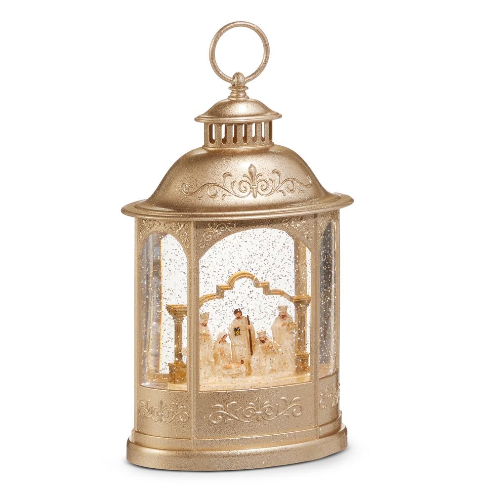 RAZ Imports 11" Nativity Lighted Champagne Water Lantern