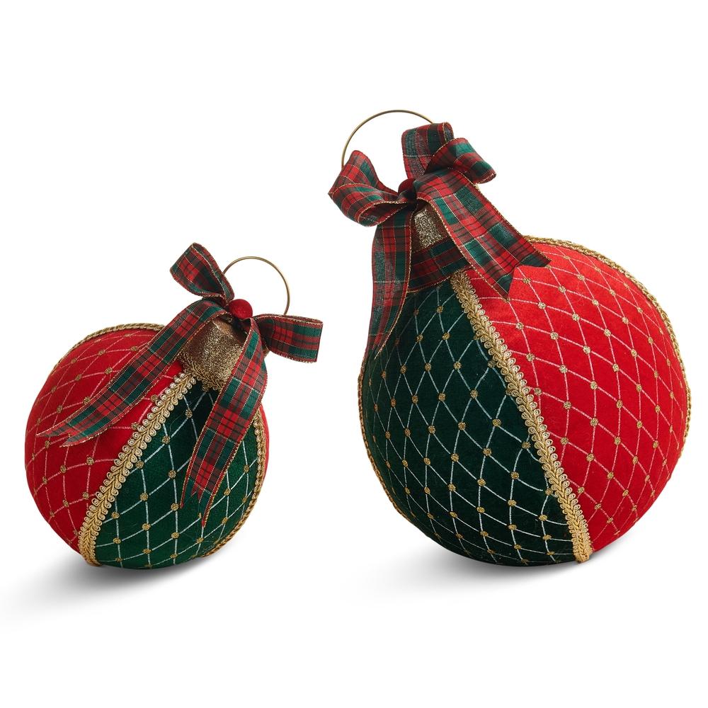 RAZ Imports 11" Red and Green Velvet Table Top Ornament