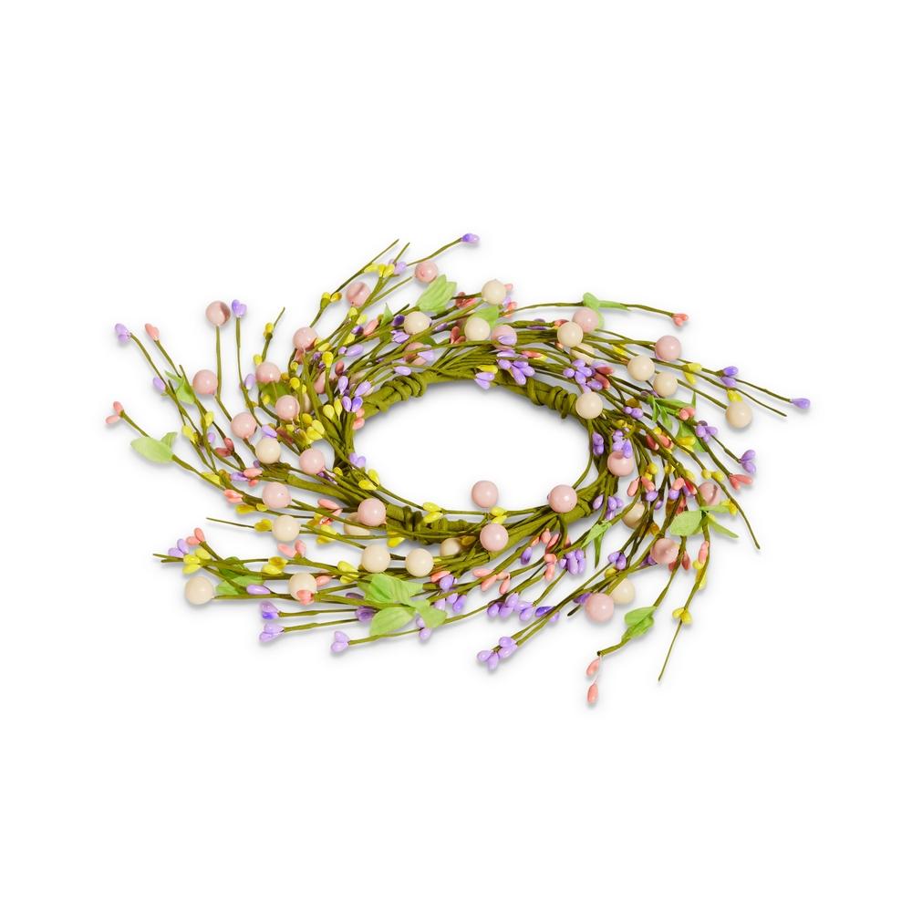 RAZ Imports 11" Wildflower and Egg Mini Wreath-Candle Ring