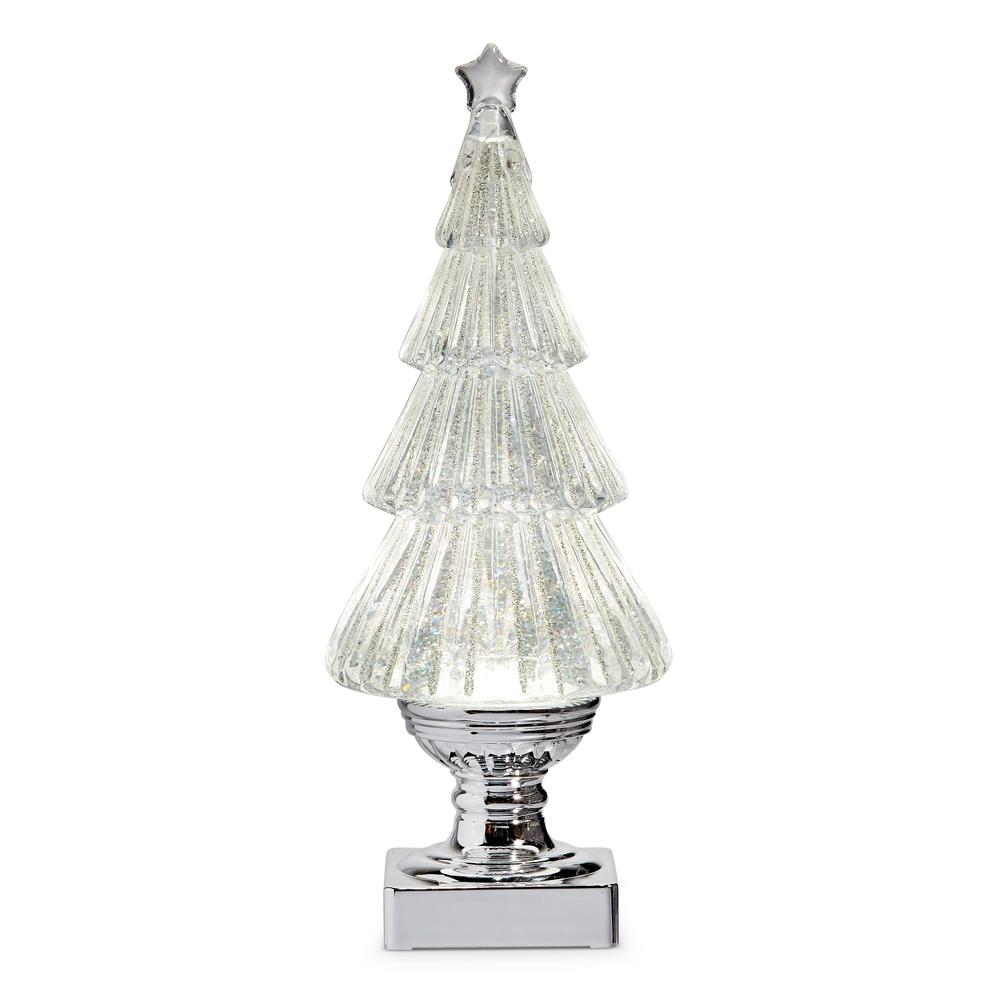 RAZ Imports 12.25" Lighted Flat Tree with Silver Swirling Glitter