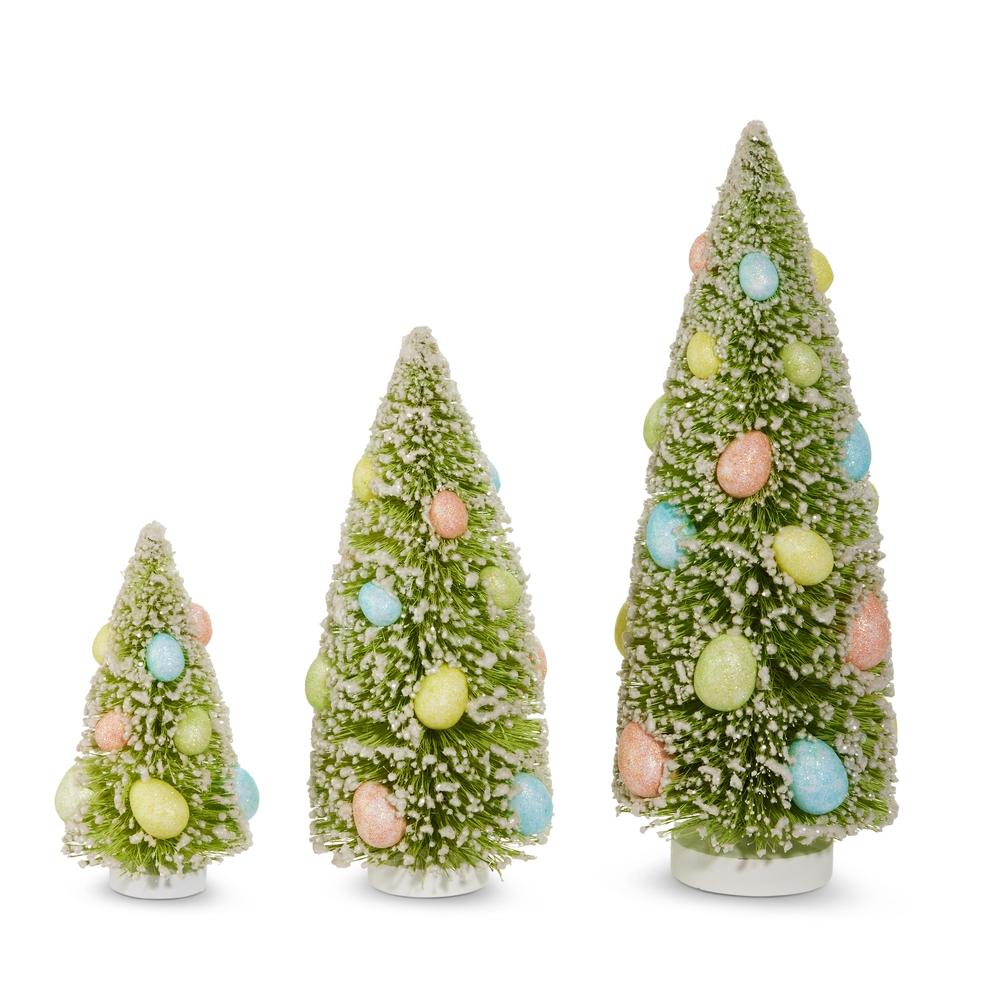 RAZ Imports 12.5" Bottle Brush Trees with Egg Ornaments