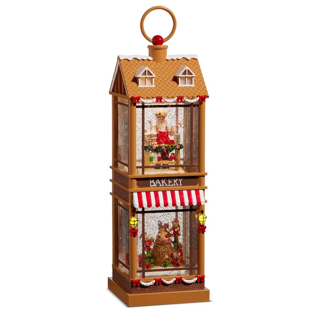 RAZ Imports 12.5" Santa and Elves Lighted Water Two Story Bakery