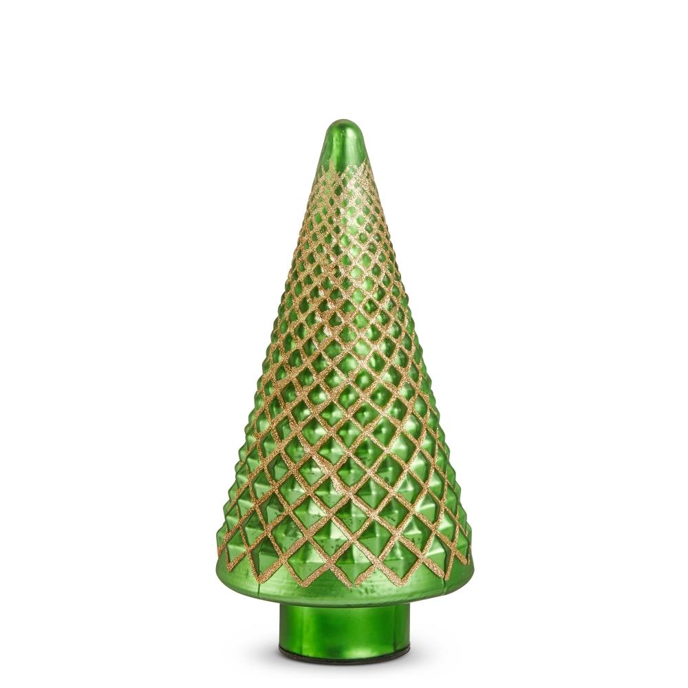 RAZ Imports 12.75" Green Glitter Diamond Patterened Tree