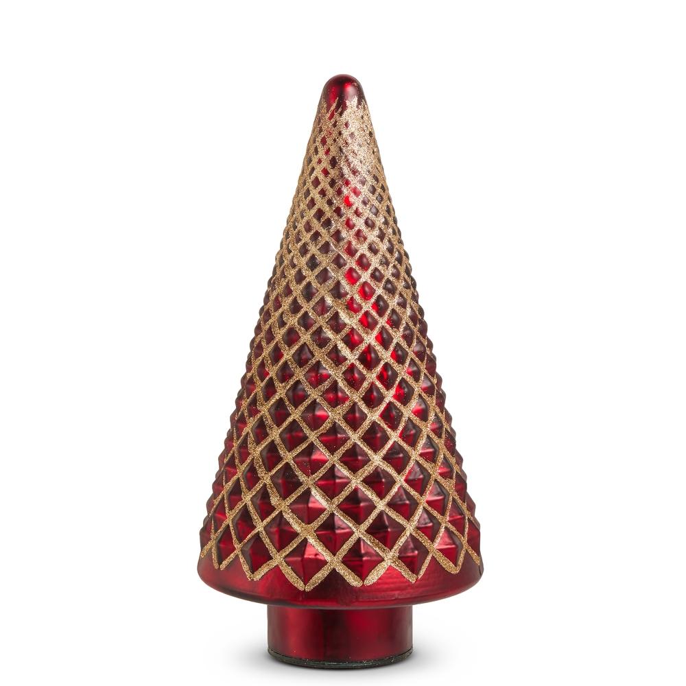 RAZ Imports 12.75" Red Glitter Diamond Patterned Tree