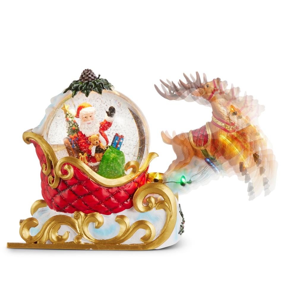 RAZ Imports 12" Animated Santa and Reindeer Water Globe