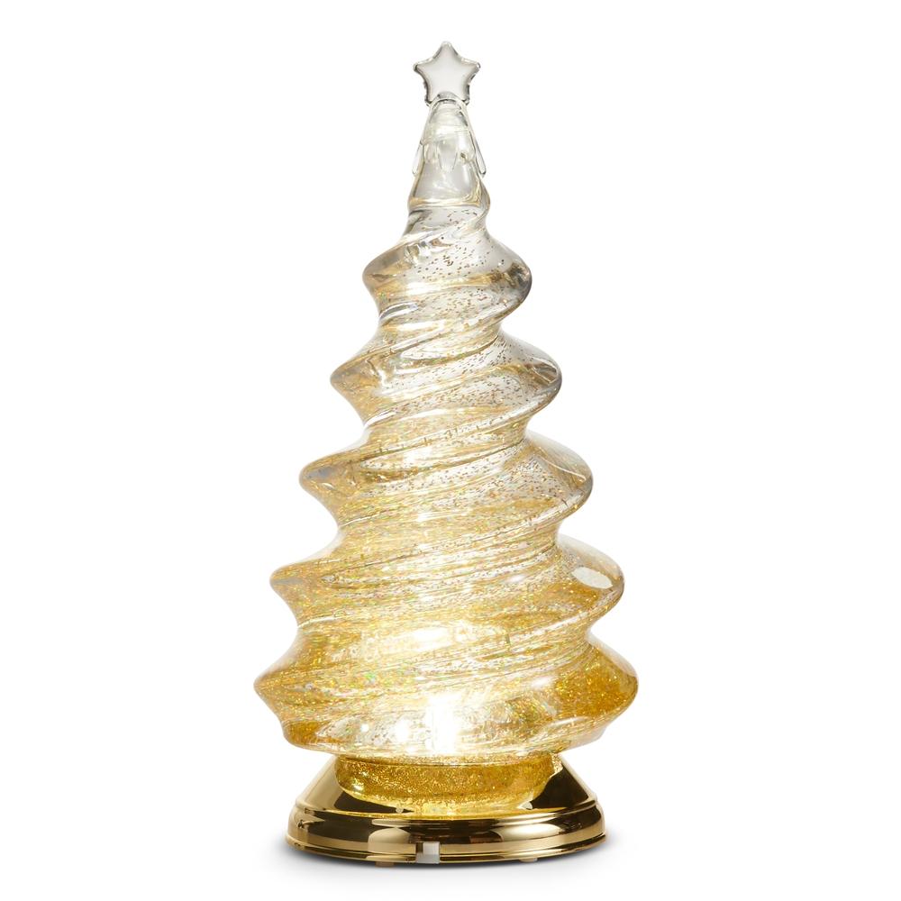 RAZ Imports 12" Lighted Gold Spiral Swirling Glitter Tree