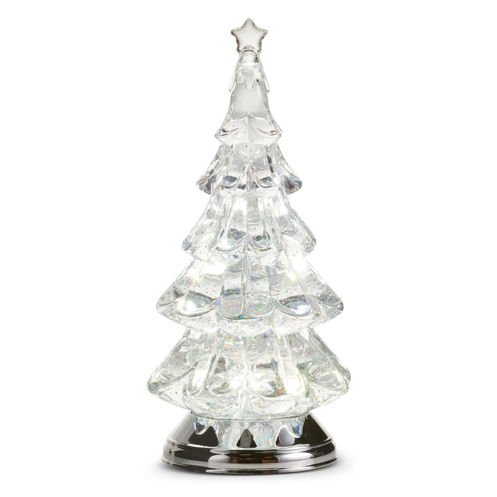 RAZ Imports 12" Lighted Silver Swirling Glitter Tree