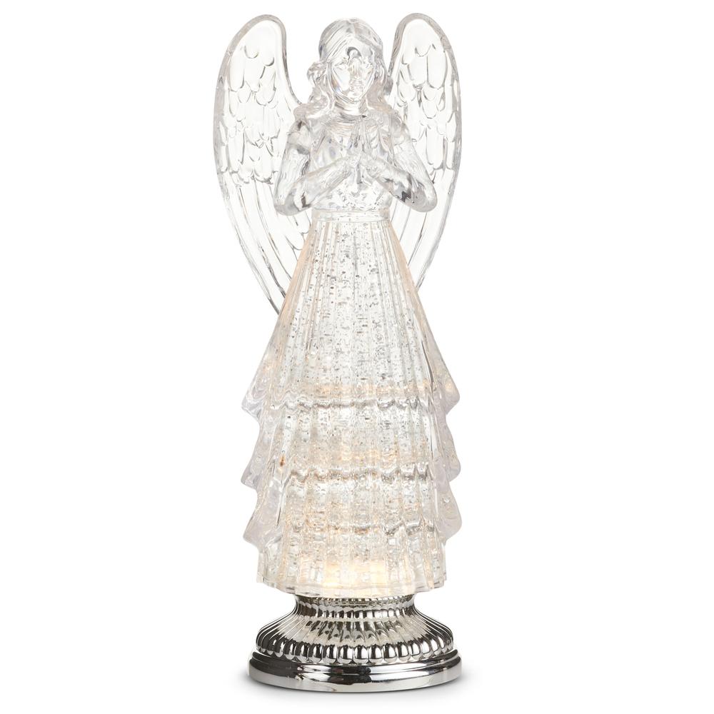 RAZ Imports 12" Lighted Silver Swirling Glitter Water Angel