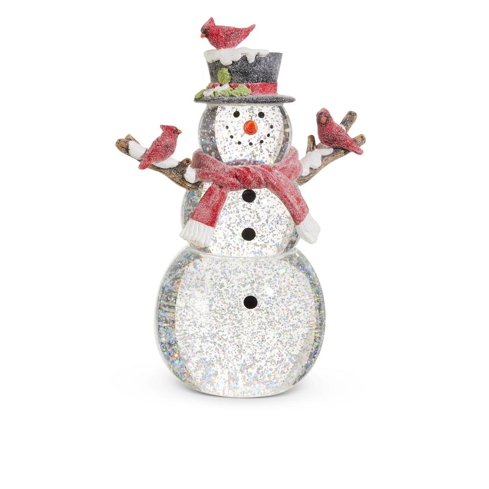 RAZ Imports 12" Lighted Snowman with Silver Swirling Glitter