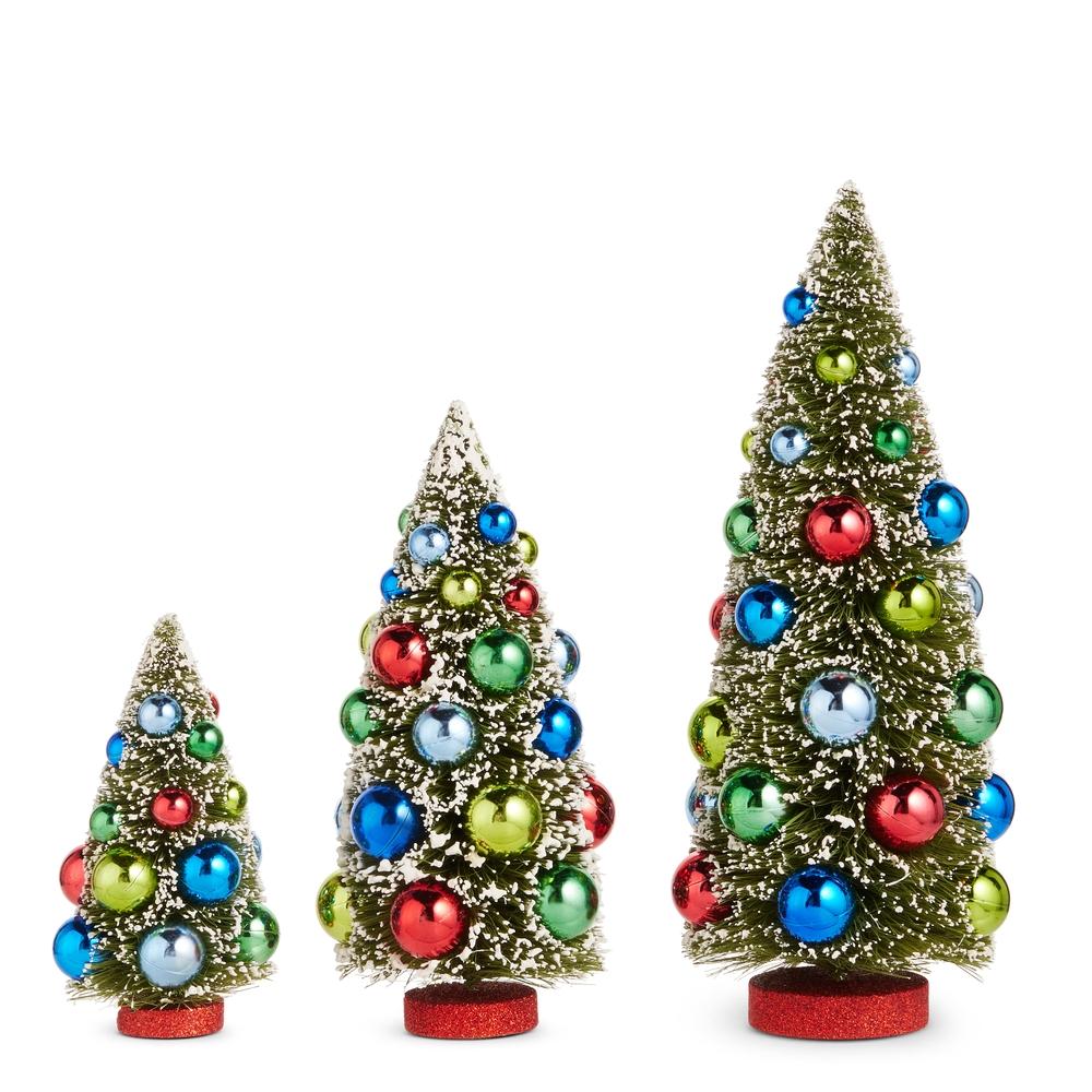RAZ Imports 12" Multicolor Ornament Bottle Brush Trees
