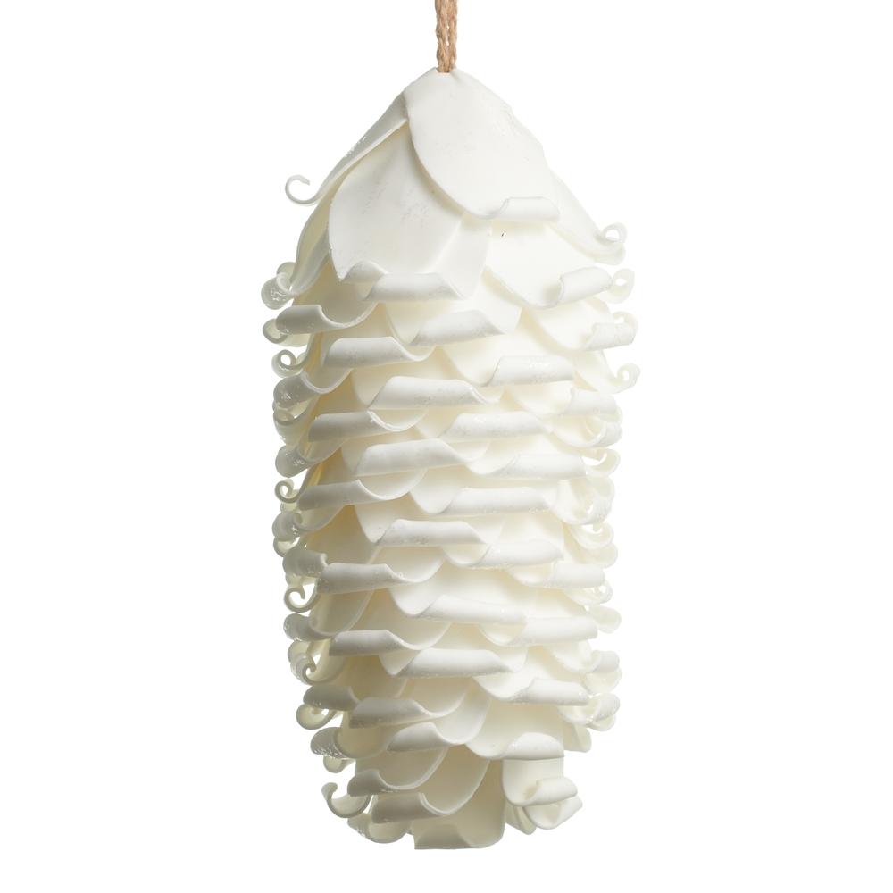 RAZ Imports 12" White Glitter Foam Pinecone Ornament