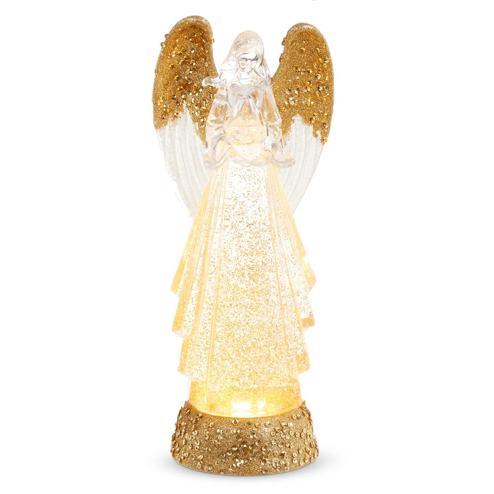 RAZ Imports 13" Lighted Angel with Gold Swirling Glitter