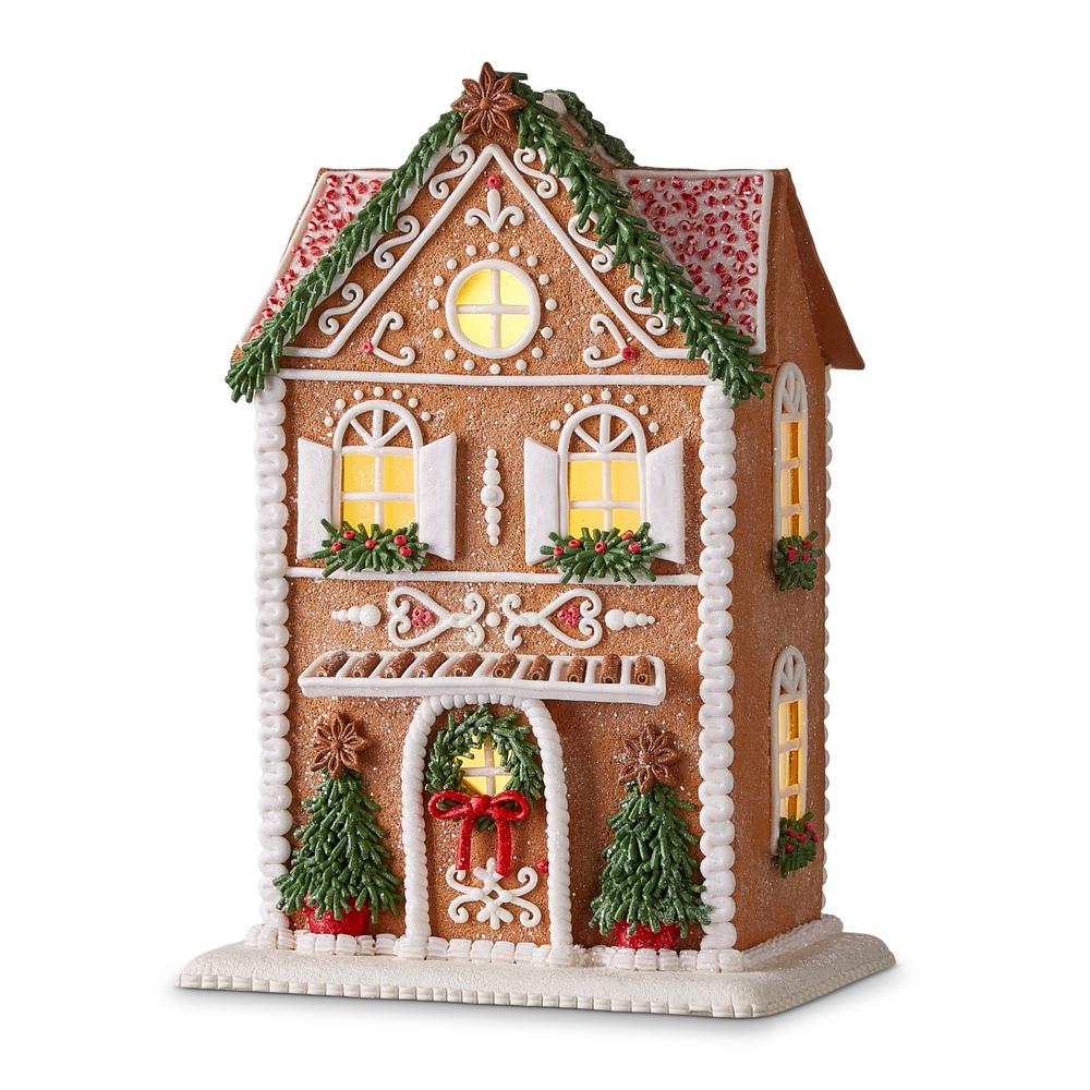 RAZ Imports 13" Lighted Gingerbread House with Trees