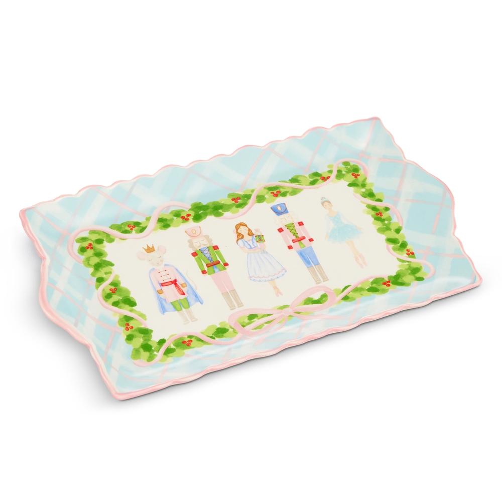 RAZ Imports 13" Pastel Plaid Nutcracker Ballet Ruffle Tray