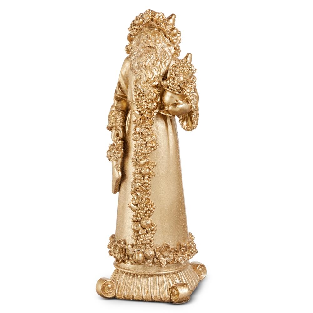 RAZ Imports 14.25" Gold Holiday Harvest Santa on Pedestal