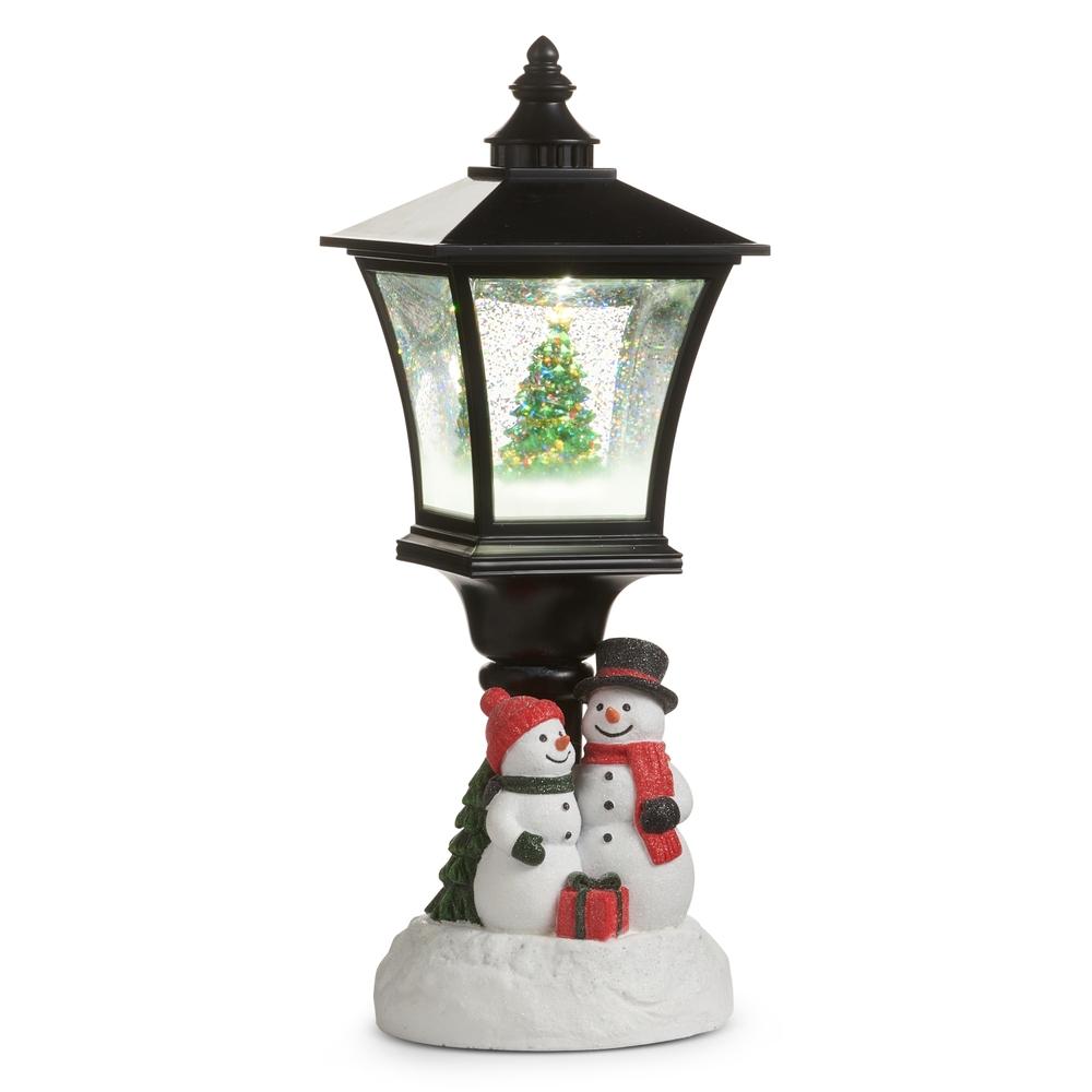 RAZ Imports 14.25" Snowmen with Lighted Watern Lamppost