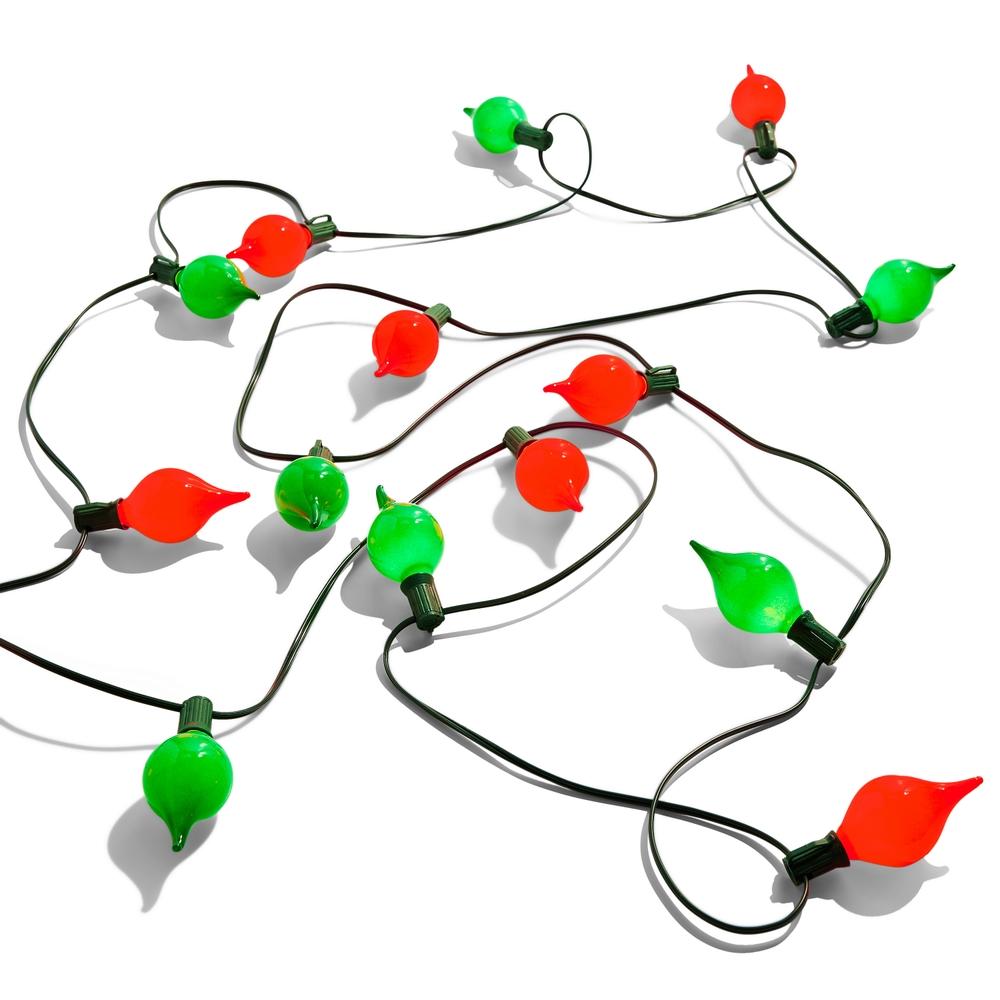 RAZ Imports 14' Connectable Matte Kismet LED String Lights on Green Wire w/15 Red and G