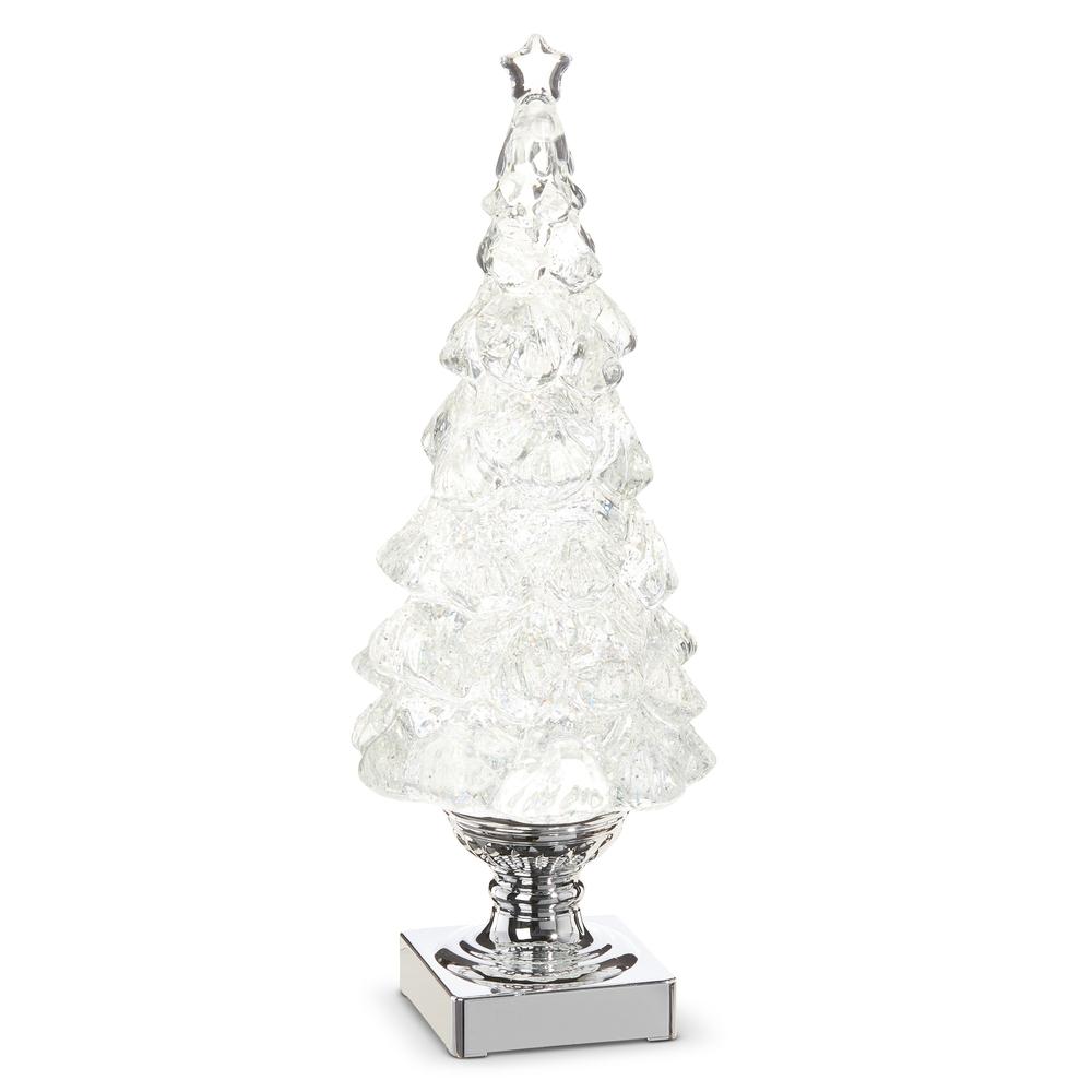 RAZ Imports 14" Lighted Tree with Silver Swirling Glitter